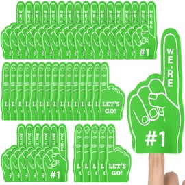 Sinmoe 48 Pieces Sport Party Favors Fan Foam Finger Mini #1 Basketball Baseball Football Soccer Team Cheerleader Gifts for Sporting Events Games Birthday Supplies(Green)