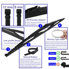 28 Inch Wiper Blade RV Pair or Motorhome rv windshield wipers 12mm 9mm J Hook with 1Pcs Rubber Regroove Tool Trimmer Restorer And 2pcs Wiper Blades And 2 Pcs Rubber Refills 28"/28"