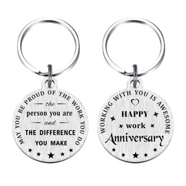 Laluminter Work Anniversary Keychain Gifts for Employee Staff Women Men, Corporate Gift Ideas, Business Annual Keepsake