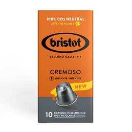 Bristot Cremoso Aluminium Capsules Compatible with Nespresso Original Line Machines | Medium Roast | 100% Recyclable | Pack of 10