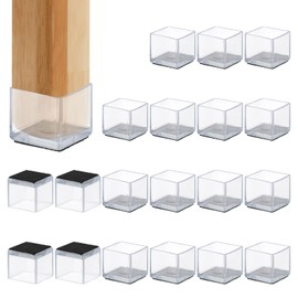 PATIKIL Chair Leg Floor Protector for Hardwood Floors, 20 Pcs Square PVC Felt Fit 0.98" Furniture Leg Cap Furniture Feet Cover Furniture Feet Carpet Small Slider, Transparent