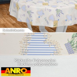 ANRO Oilcloth Tablecloth Washable Oilcloth Garden Tablecloth Outdoor Indoor Round 140 cm Cut Edge Lavender
