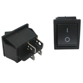 Lumonic 5 x Plastic Rocker Switch Off Switch 31 x 26 mm in Black I with a 6.4 x 0.8 mm Plug Flat Connector I Suitable for 250 V 6 A