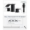 FORIOUS Waterfall Bathroom Faucets, Black Bathroom Faucet 3 Hole, Widespread