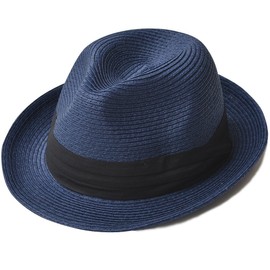 nakota Mixed Paper Hat, Men's, Women's, Straw Hat, Foldable, Panama Hat, Spring, Summer, Fedora, Ribbon - Casual navy (16)