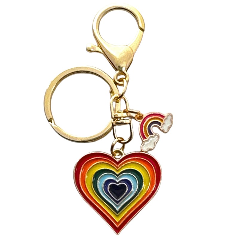 Evenchae Rainbow Heart Keychain with Clip