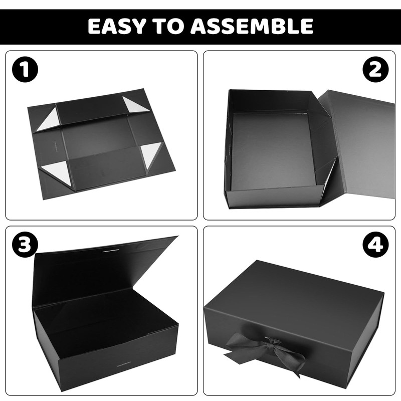 Black Gift Box with Lids, Magnetic Gift Box Luxury Present