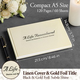 Condolence Book, Funeral Guest Book, in Loving Memory, 120 Blank Pages