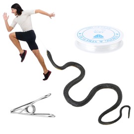 110cm Realistic Snake Prank with String Clip, Snake Prank for Golf, DIY Golf Snake Prank, Joke Snake on a String, Fake Snake Prank Kit, Snake is Following U Prank Props for Adults Kids