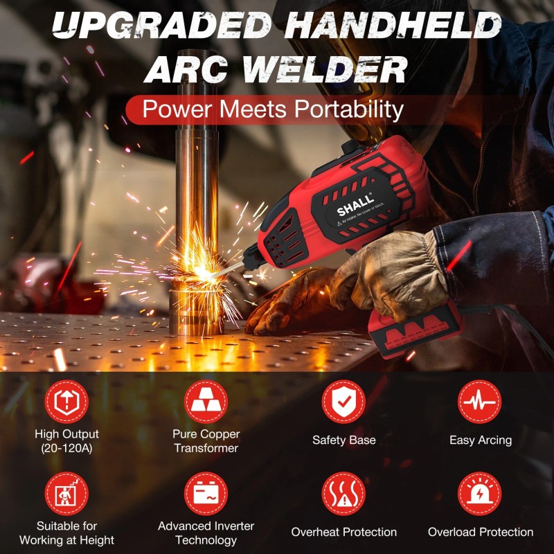 SHALL Portable Electric Welding Machine, 110V ARC Welder with IGBT