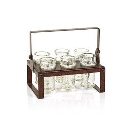 Zodax | San Lucas 7 Piece Tequila Serving Set | With 6 Shot Glasses, 1 Metal Stand | Antique Rust Finish