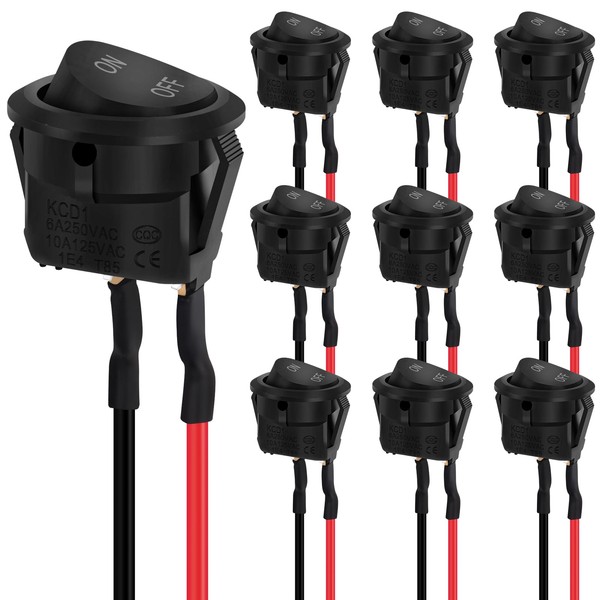 Pack of 10 Rocker Switches, Hanibos SPST Switch 10A/125V 6A/250V