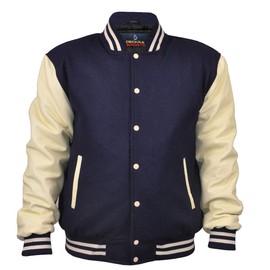 Men's Varsity Jacket Genuine Leather Sleeve and Wool Blend Letterman Boys College Varsity Jackets XS-5XL