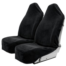Leadpro Terry Cloth Sweat Towel Seat Cover; Carseat Towel Protector; Great for Gym Workout; Waterproof; Universal Fit for Car SUV Van Truck; EZ fit; Non Slip Grip; Machine Washable; 2pc Black