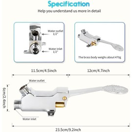 LukLoy 2 Pack Floor Mount Single Pedal Valve, Polished Chrome