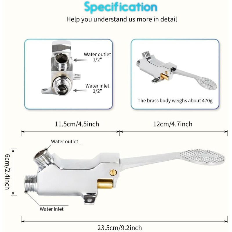 LukLoy 2 Pack Floor Mount Single Pedal Valve, Polished Chrome