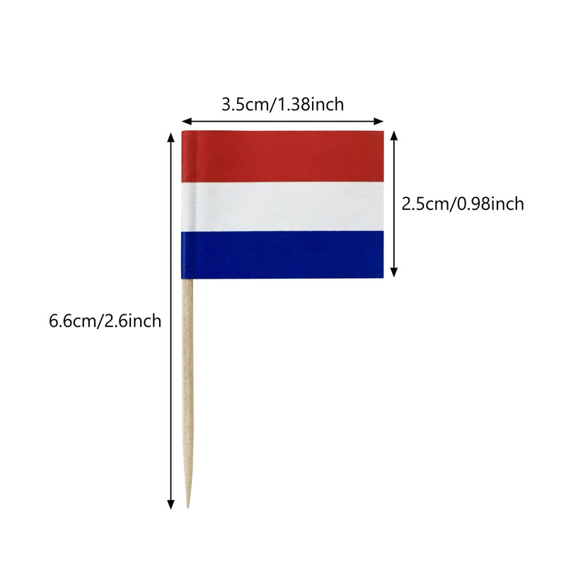 100PCS Netherlands Dutch Small Toothpick Flags Decor Mini Cupcake Toppers