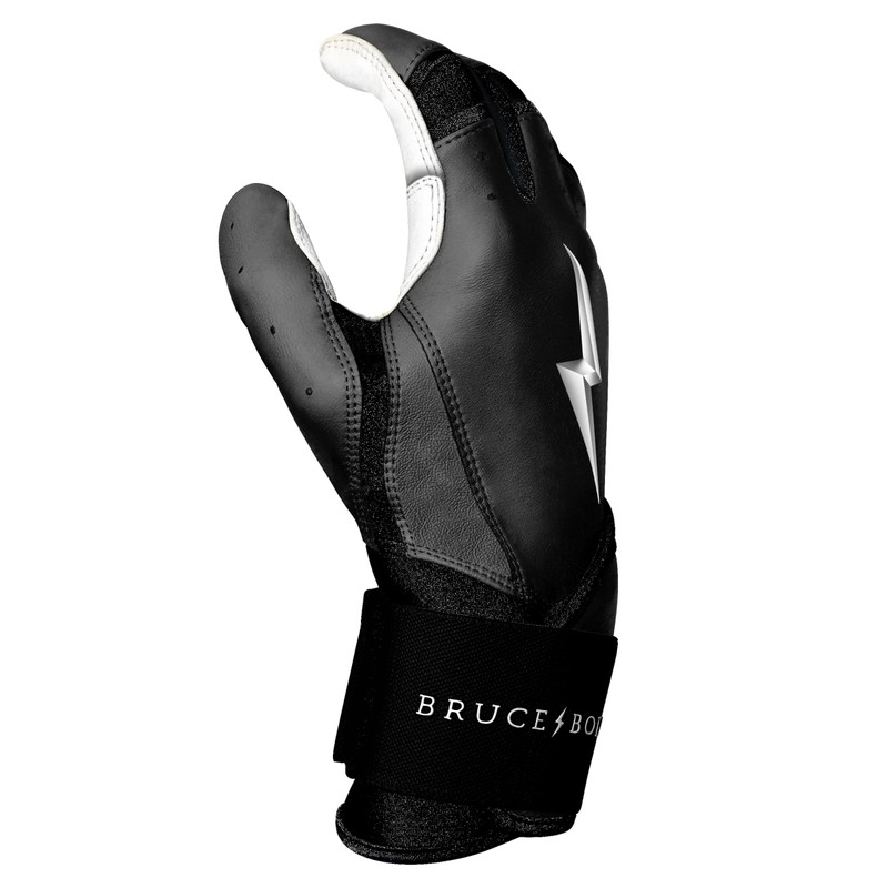 BRUCE BOLT Chrome Series Long Cuff Black Batting Glove -