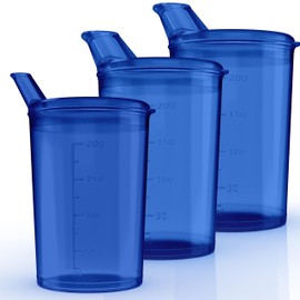 Sippy Cup with Lid 250 ml Blue Sippy Cup Seniors Set of 3 Cups with 3 Lids (2 x with Opening 12 x 10 mm and 1 x with Opening 4 x 4 mm) Drinking Cup with Lid Baby Drinking Cup