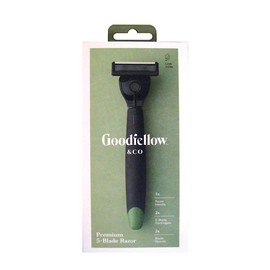Goodfellow & Co 5 Blade Razor with 2 Carts - Unisex, Black, Rubber Handle, Contemporary Style