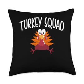 Turkey Trot Running Thanksgiving Squad Throw Pillow