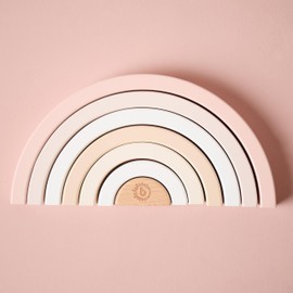 Bieco Rainbow Wooden Deer Ella Stacking Tower Baby Plug-In Game Wooden Rainbow Montessori Rainbow Decorative Stacking Tower from 1 Year Wooden Rainbow Children Stacking Stones Baby Stacking Tower