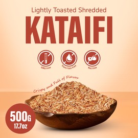 Lightly Toasted Kataifi for of Dubai Chocolate Filling, 17.7oz (500g) Pack of Kataifi Pastry, Ideal for Homemade Kunafa, Arabic Sweets and Creative Recipes, Infused with Rich Dubai Chocolate Ingredients