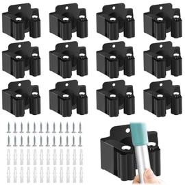 Royouzi Pack of 12 Tool Holders, Broom Holder Wall, Broom Holder, Wall Mount, Tool Holder, Hook Rail for Hanging Garden Tools and Broom for Mop, Broom, Shovel, Tools