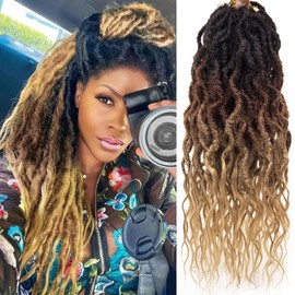 Faux Locs Crochet Hair For Women Soft Locs 24 Inch Goddess Crochet Hair Curly Ends Dreadlocks Boho Style Synthetic Braiding Hair Extensions(6 Packs,1b/30/27)
