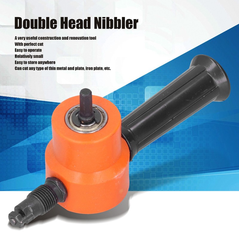 Double Head Nibbler 360° Adjustable Versatile Drill Attachment Metal Cutter