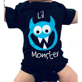 Lil Monster - Baby Boy Monsters Bodysuit, Monster Themed Baby Shower Gift for Boys, Funny Baby Boy Clothes (3-6 Months, Short Sleeves, Black)