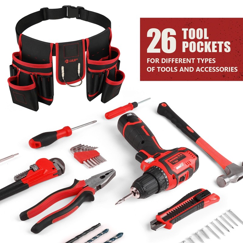Magnetic Tool Belt for Men, 26 Pockets Heavy Duty Tool