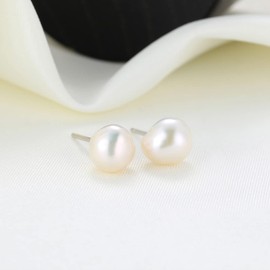 Unique Irregular Baroque Pearl Earrings 925 Sterling Silver Real Freshwater Cultrued White Pearl Studs Earrings