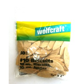wolfcraft 2922405 Compressed Wafer Shaped Wood Joining Biscuits, #10, 50 Piece Bag