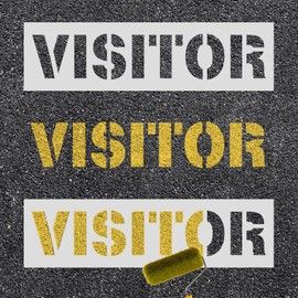 2pcs Visitor Parking Stencil, 6in Letter Stencils for Painting Reusable Parking Lot Paint Template Sign for Parking Lot Concrete Curb Asphalt Reserved Guest Spaces Customers Residents