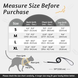 rabbitgoo Cat Harness and Leash Set for Walking Escape Proof, Adjustable Soft Kittens Vest with Reflective Strip for Extra Small Cats, Comfortable Choke-Proof Outdoor Vest Harness,Black, Large