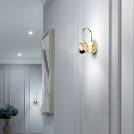 VONN Lighting Venezia VAW1201GL 5" Integrated LED ETL Certified Wall Sconce Light with Champagne Glass Shade in Gold