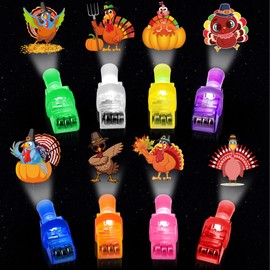 PifeeaThanksgiving Party Favors, 36Pcs 9Patterns LED Turkey Light Up Finger Lights Toys Bulk Goodie Bag Pinata Fillers Treats Toys Favors Fall Thanksgiving Gifts Classroom Prizes Party Decor