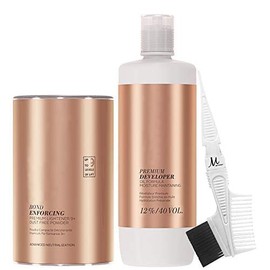 BlondeMe Lightener 9+ Premium Bleach 450 grams, Blonde Me Developer 12% / 40Vol 1 Liter and M Hair Designs Tint Brush Comb (Bundle), Off White