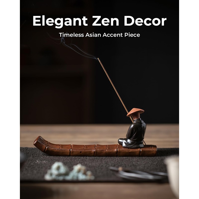TEAVOR Ceramic Incense Stick Holder with Ash Catcher - Kung