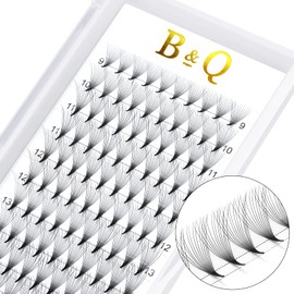 B&Q Ready-to-Use Fan Eyelashes, 12D-C-0.05-9-15 Mix, Pointed Base, Eyelash Extensions, 3D, 4D, 5D, 6D, 10D, 0.05, 0.07, 0.10 mm Volume Eyelashes, C, D Curl, Black (12D-C Curl-0.05 mm, 9–15 mm Mix)