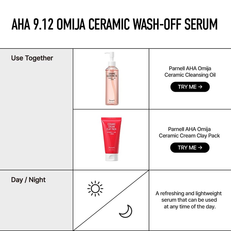 Parnell AHA 9.12% Omija Ceramic Wash-Off Serum | 1-Minute Face