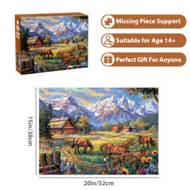 500 Piece Puzzles for Adults, Jigsaw Puzzles 500 Pieces, Flowers Mountain Puzzles 500 Pieces for Adults, Horse Jigsaw Puzzles, Funny Challenging Puzzles, Great Gift for Family Friends, 21 x 15 in