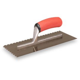 BARWALT Ultrastainless Notched Trowel, Flat-V 3/16 x 1/4 x 5/16 Inch Notches, Stainless Blade Tiling Tools, BWT70965