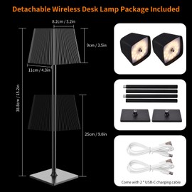 2 Pack Cordless Table Lamp, Rechargeable LED Desk Lamp, 5000mAh Battery Operated Table Light, Portable 3 Color Stepless Dimming-up Desk Lamps for Outdoor/Home/Patio/Bar/Cocktail/Bedside/Camping