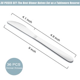 Gymdin 36-Piece Butter Knives, Dinner Knife Set (9 Inches), Food Grade Stainless Steel Table Knife, Knives Silverware for Home/Restaurant/Kitchen, Dishwasher Safe & Mirror Polished