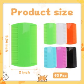 BUWUSMU 90 Pcs Double Side Tooth Pet Flea Comb Bulk for Cats Dogs Lice and Tick Comb for Small Cats Dogs Kitten Indoor(6 COLORS)