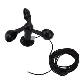 Anemometer Sensor, Wind Speed Cup, 3 Fans, Wind Speed Detector, Waterproof Cable, 4 cm Mounting Hole, ABS Material for Power Station Weather Station
