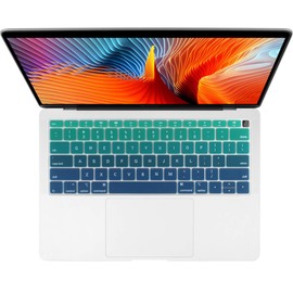 Batianda Gradient Color Keyboard Cover for 2019 2018 MacBook Air 13 inch (with Touch ID Retina Display) Model:A1932 Ultra Thin Silicone Keyboard Protector Skin (Green)