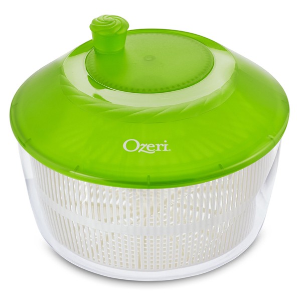 Ozeri Italian Made Fresca Salad Spinner and Serving Bowl, BPA-Free, Green, 4.4 qt